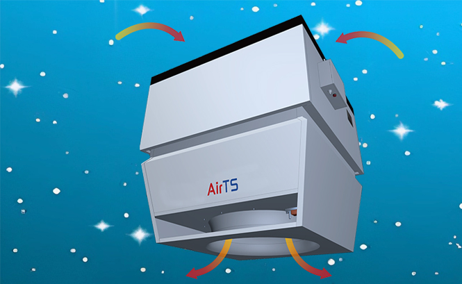 強制熱空氣下送，旋流風口下送，熱空氣均勻分布